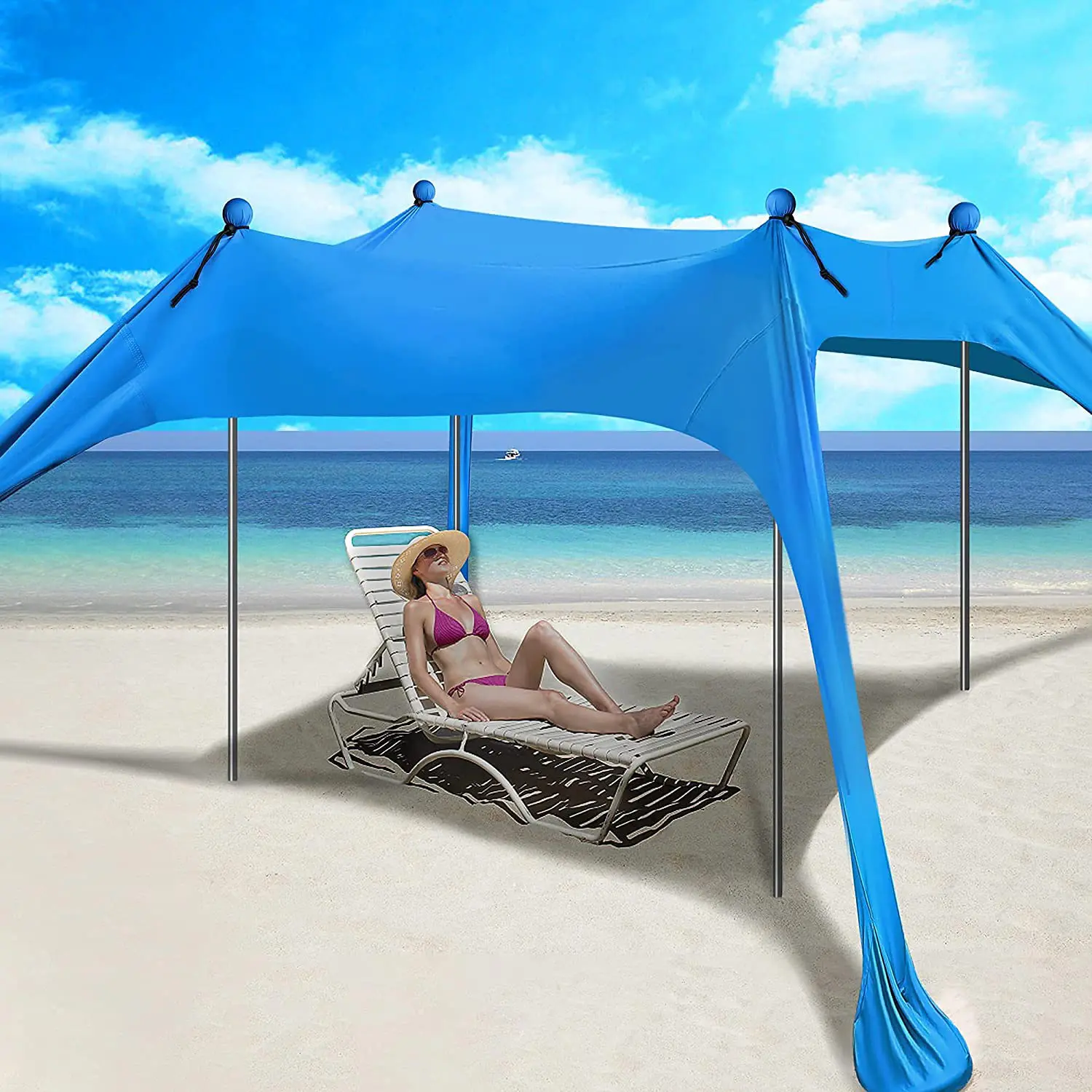 Outdoor UPF50+ UV Protection Pop Up Beach Tent Wedding Event Party For Beach Camping Fishing Backyard And Picnics