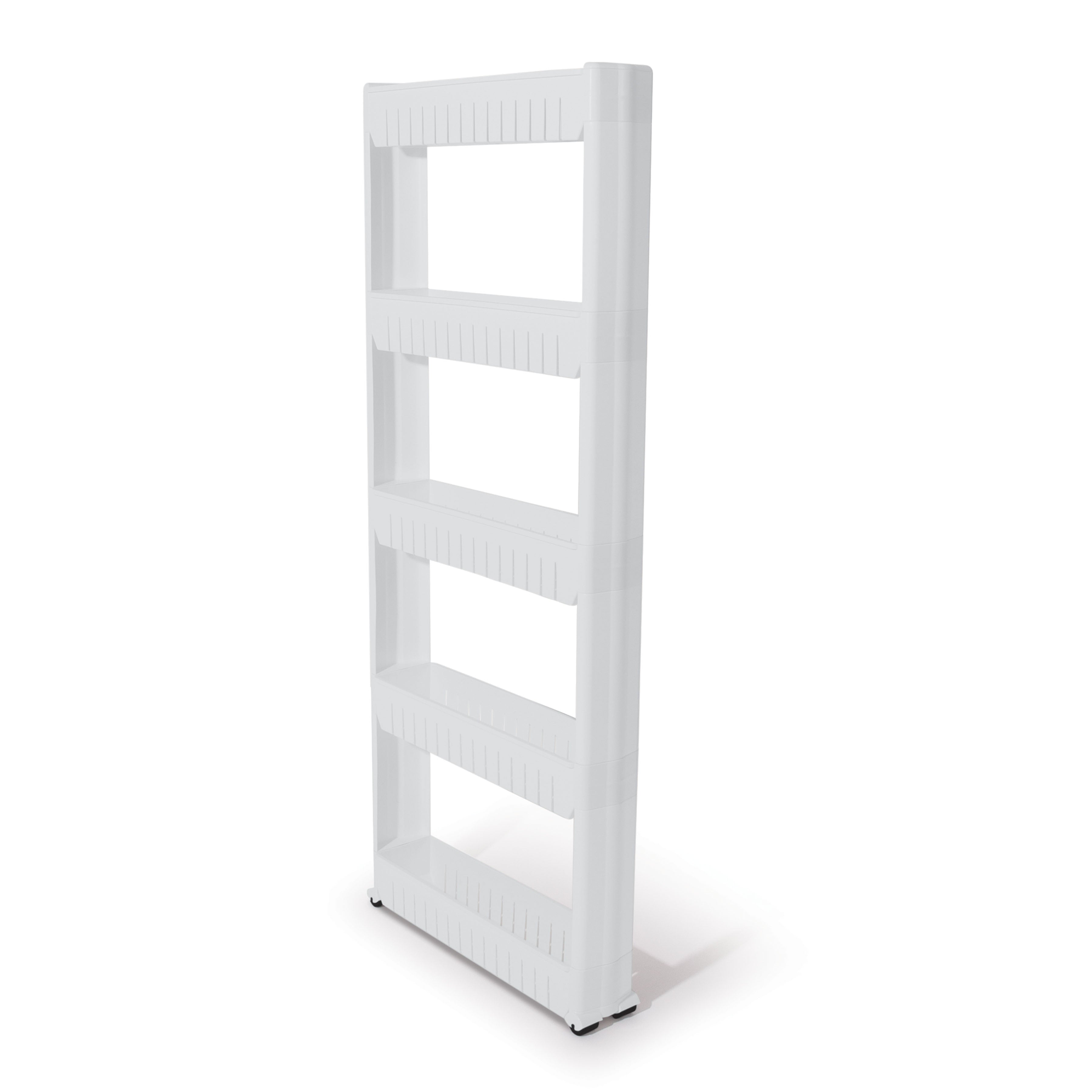 Handy Gourmet Mobile Shelving 5 Tier Slim Storage Tower for Kitchen， Bathroom