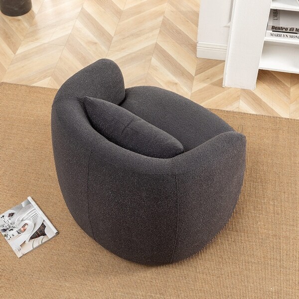 Poly Blend Boucle Fabric Upholstered Swivel Armchair