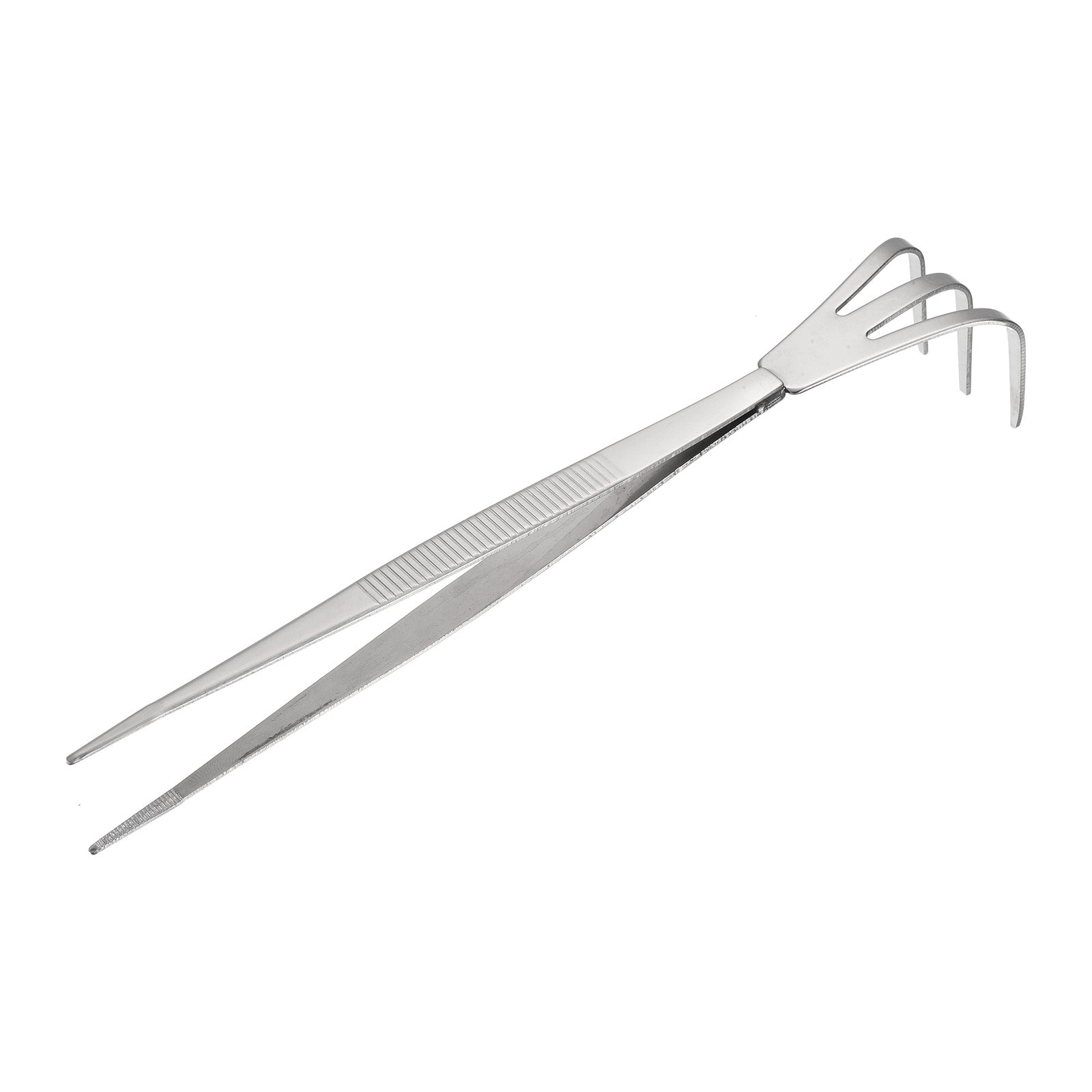 Uxcell Root Rake, Stainless Steel 3 Prong Hardened Loosening Soil Cultivator with Tweezers Silver