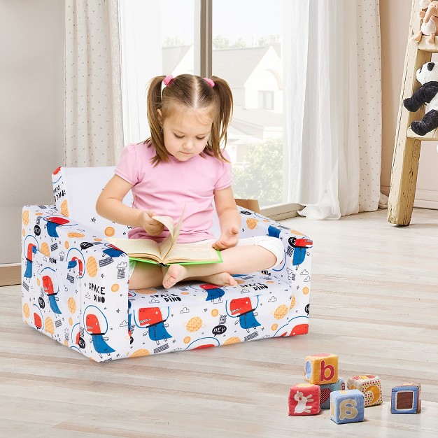 Costway 2 in 1 Convertible Kids Sofa To Lounger Flip out Chair W storage Pocket