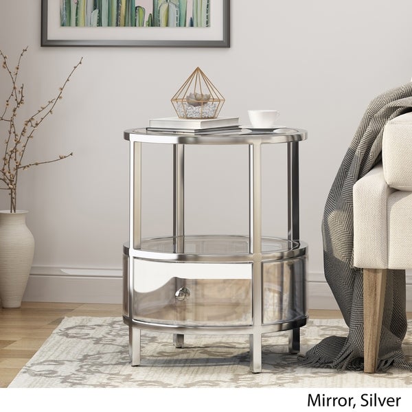 Beeching Mirrored Stainless Steel End Table by Christopher Knight Home