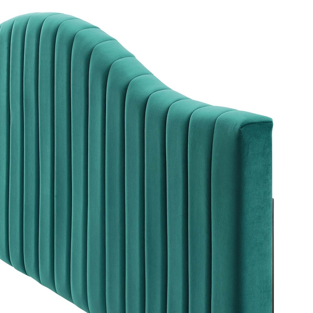 Findlay Arched Green Velvet Upholstered King/California King Size Headboard