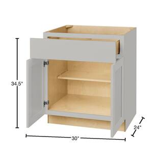 Hampton Bay Avondale Shaker Dove Gray Ready to Assemble Plywood 30 in Base Cabinet (30 in W x 34.5 in H x 24 in D) B30-G