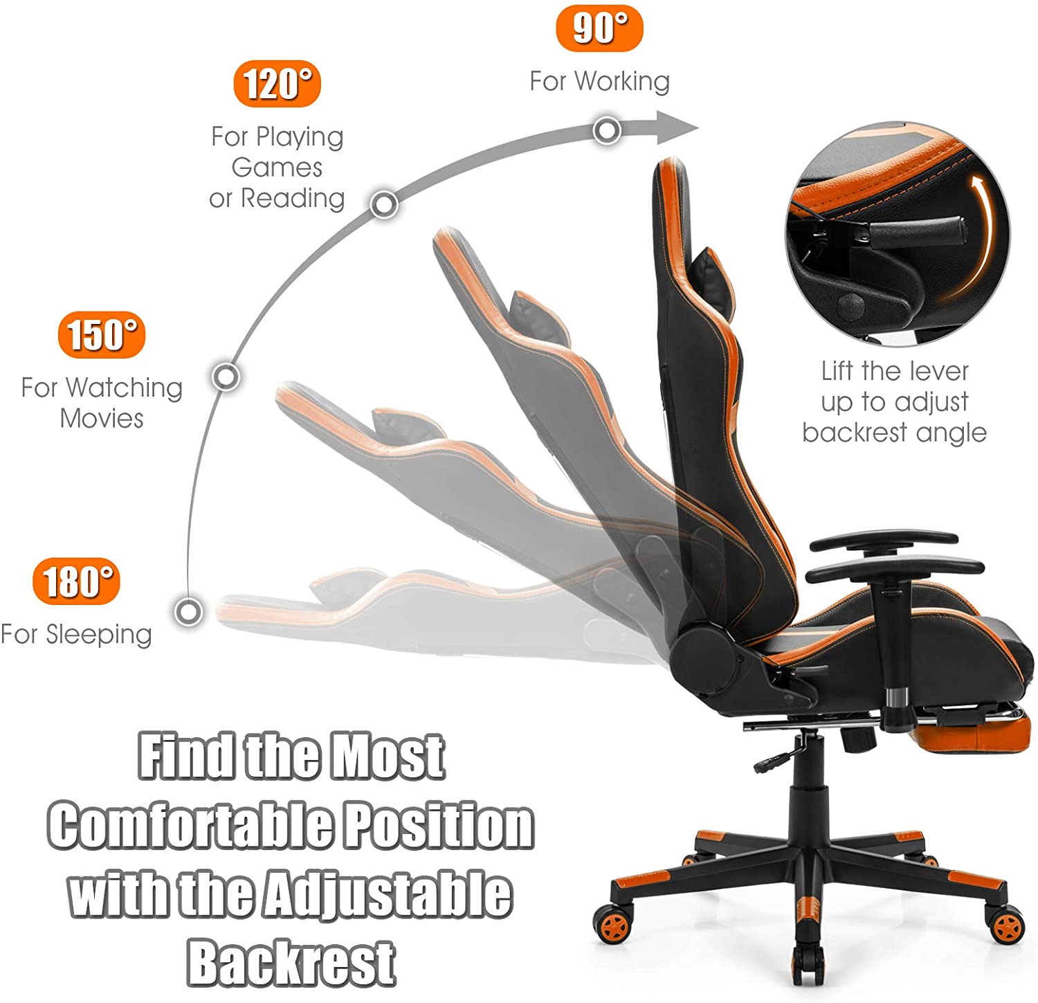 Computer Gaming Chair, Adjustable Massage Gaming Chair