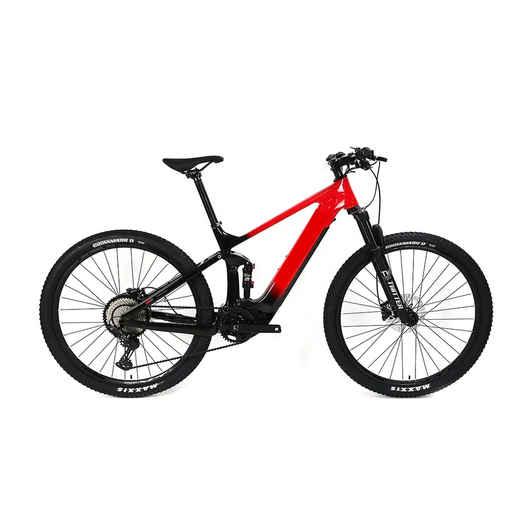 Carbon fiber full suspension 250W 500W 48V 15A mid drive motor electric bike 29 inch city ebike