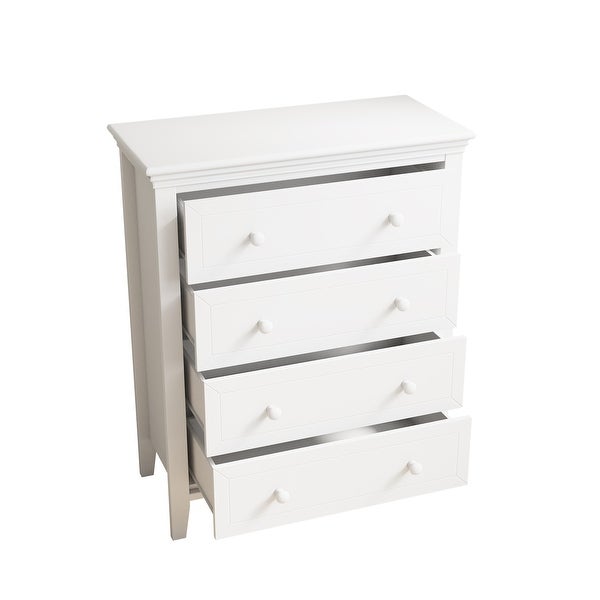 Traditional Concise Style White Solid Wood Four-Drawer