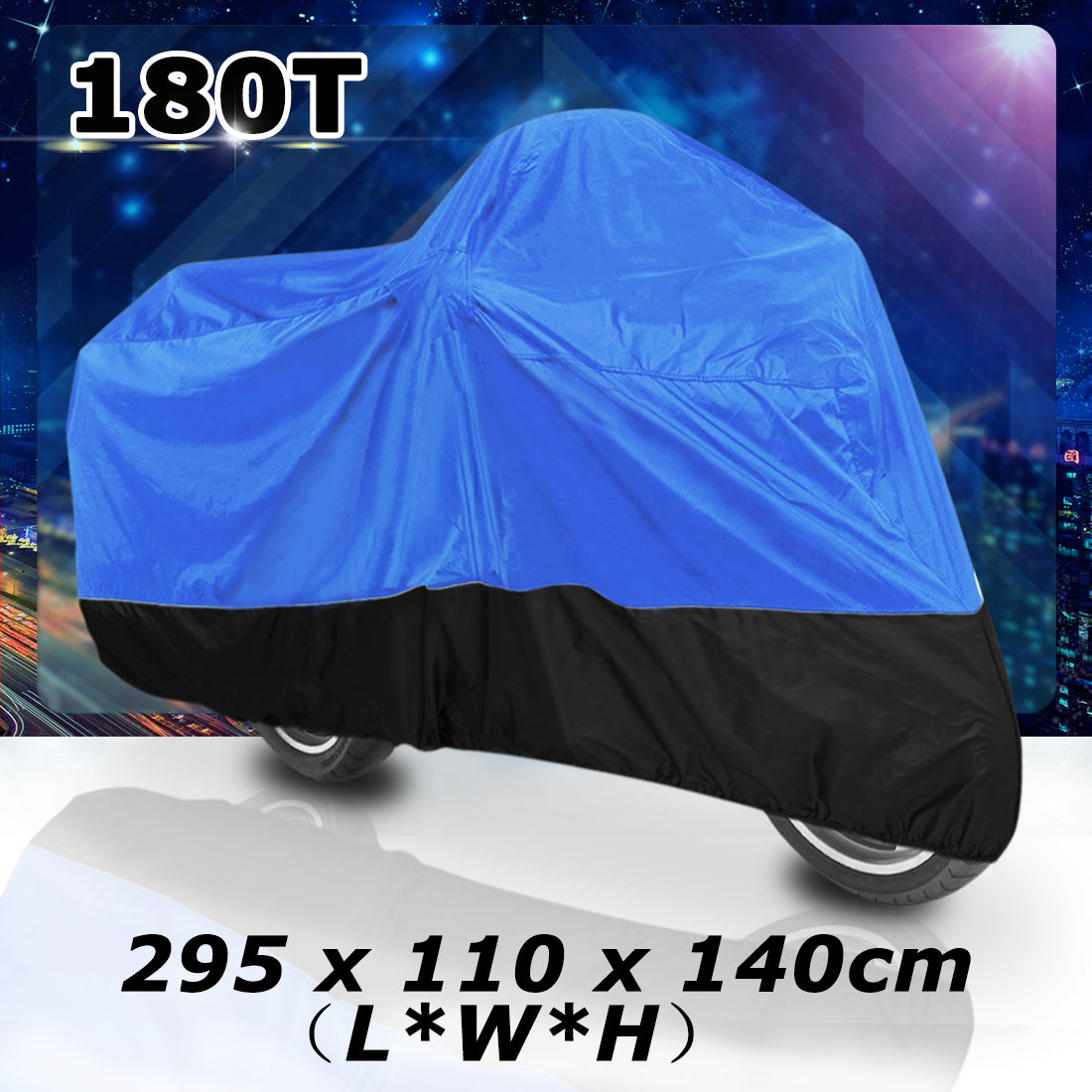 XXXL 180T Blue Black Motorcycle Cover For Harley Davidson Goldwing 1100 1200 1500 1800