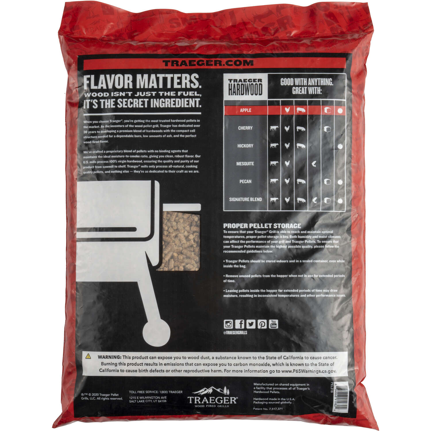 Traeger Premium All Natural Apple BBQ Wood Pellet 20 lb