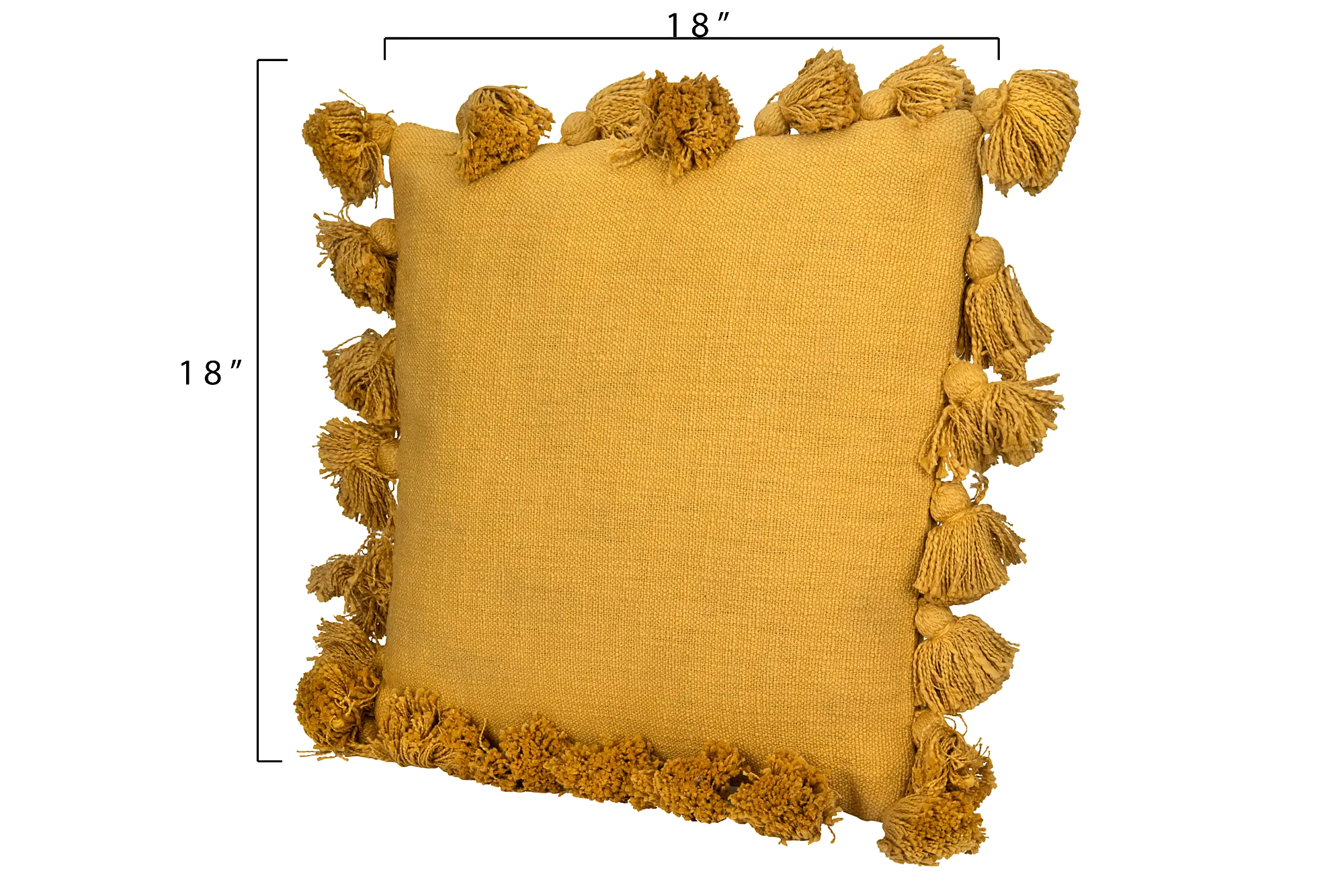 Square Mustard Throw Pillow with Tassels