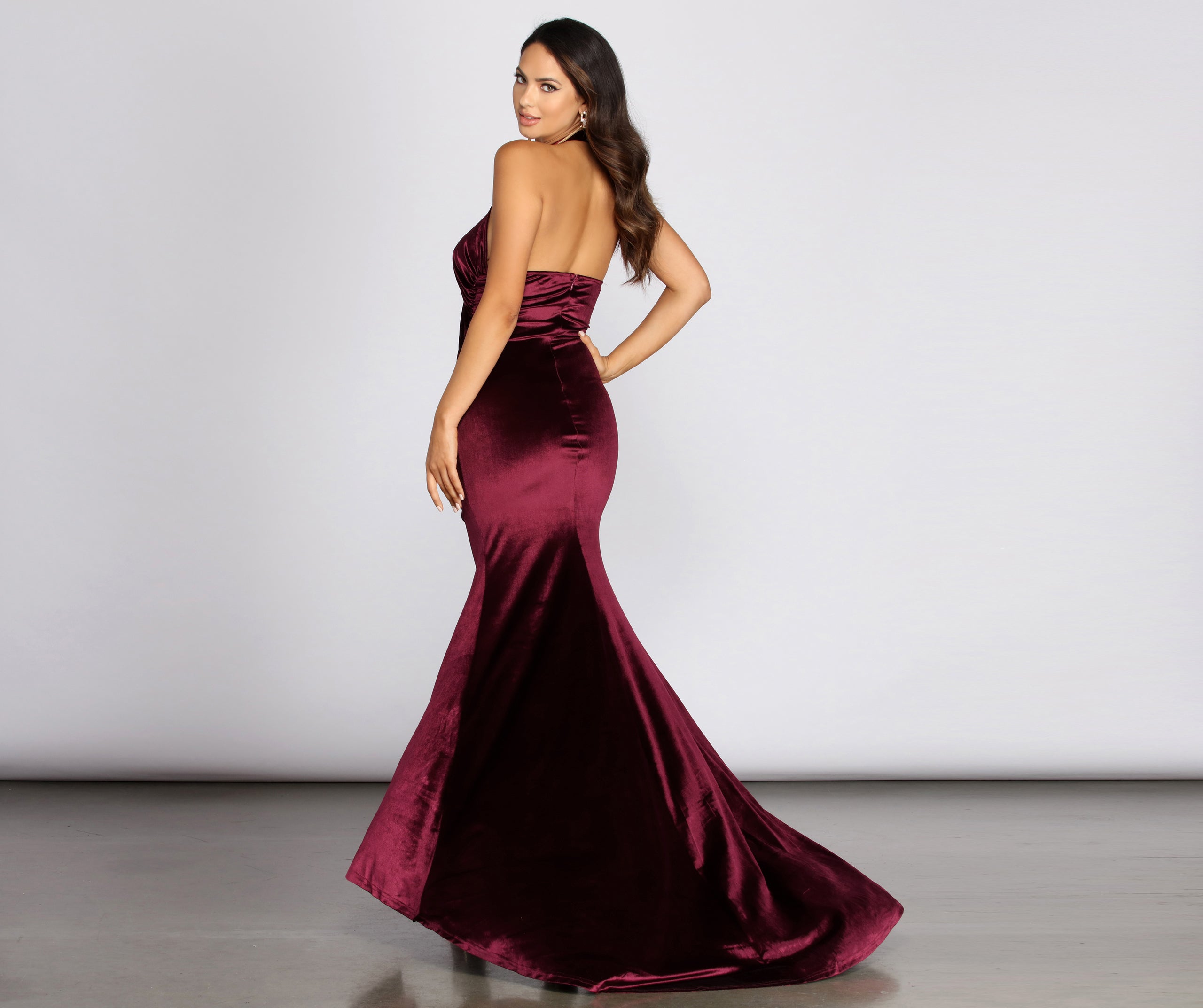 Klarissa Front Slit Velvet Halter Dress