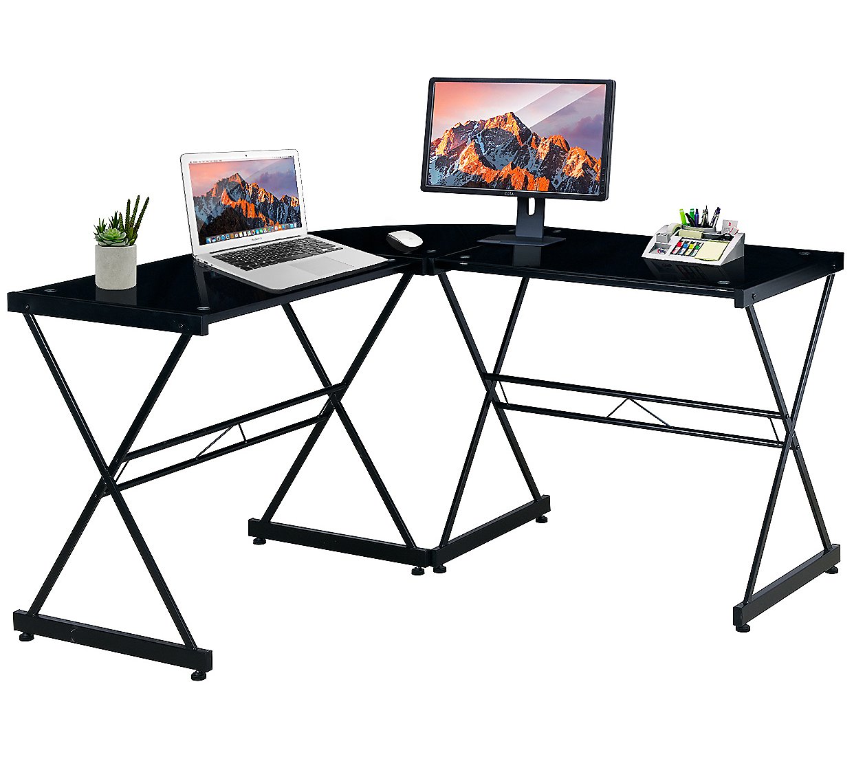 Techni Mobili L-Shaped Glass Computer Desk