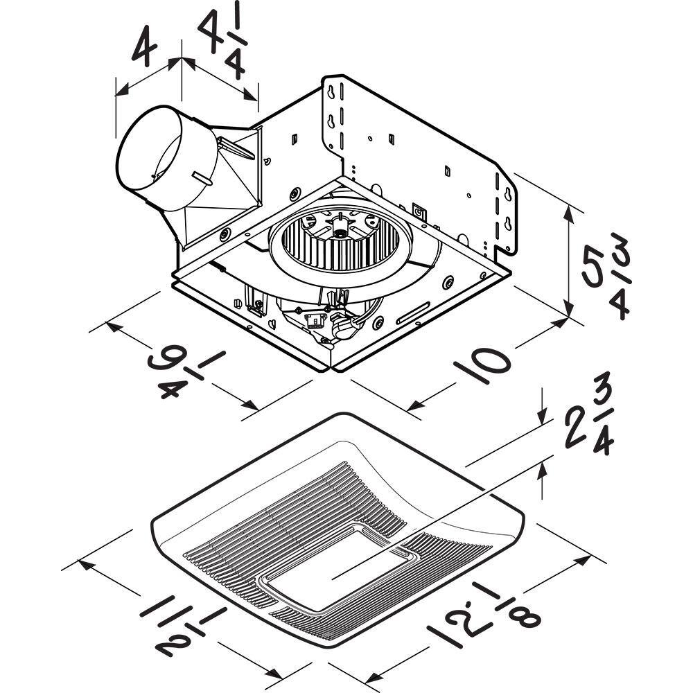 Broan-NuTone InVent Series 70 CFM Ceiling Installation Bathroom Exhaust Fan with Light A70L