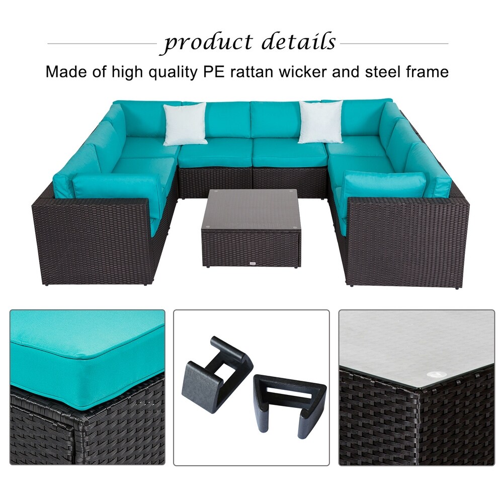 Kinbor Patio Sectional Sofa  weather Rattan Chat Set