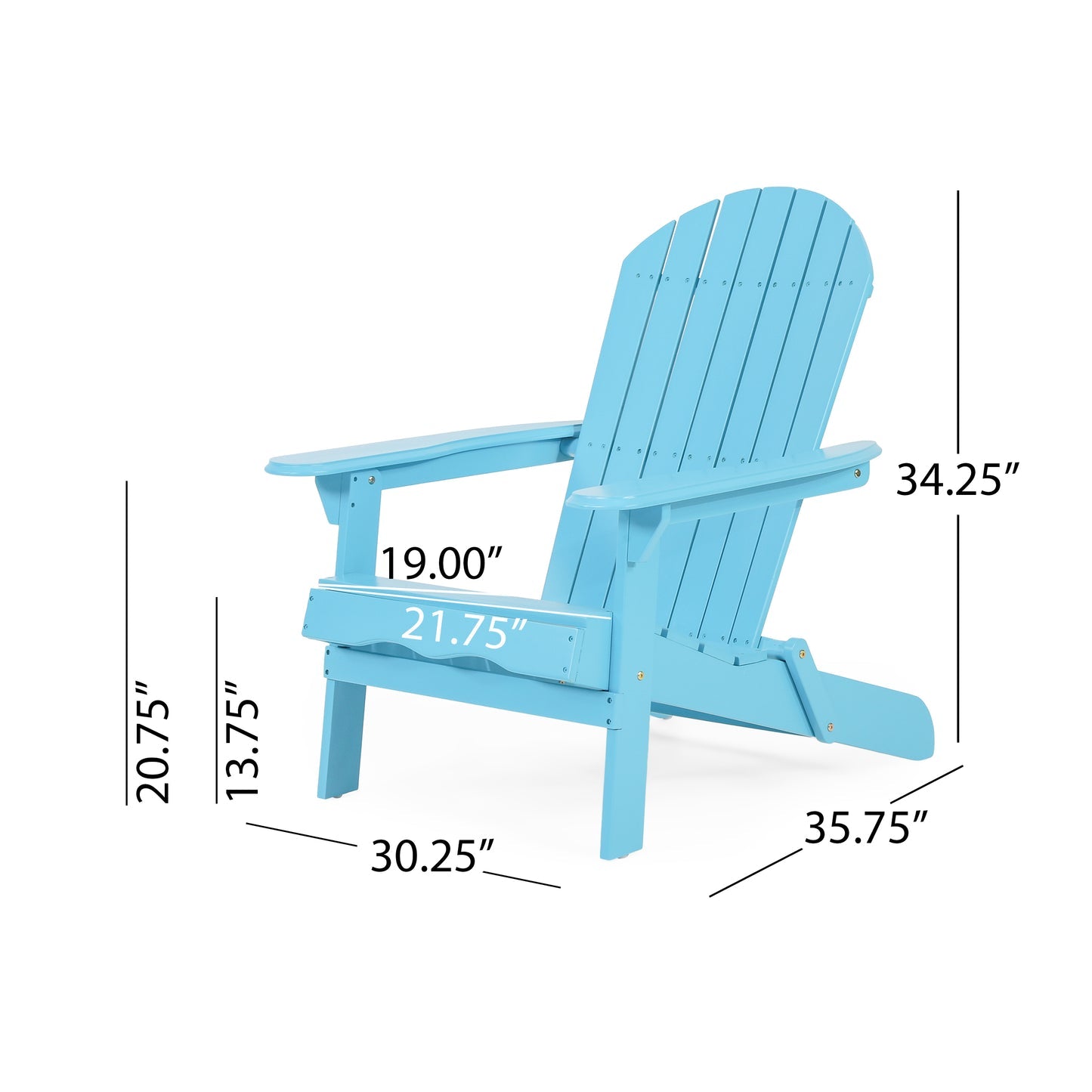 Ouyessir Foldable Adirondack Chair Outdoor Wooden Accent Lounge Furniture for Garden,Yard, Patio,Pool,Party(Teal)