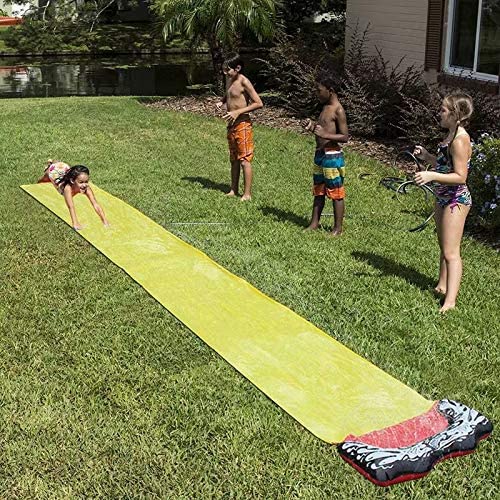 Slip and Slides for Kids Backyard， Children Summer Garden Lawn Water Slide Games Outdoor Water Toys with Splash Sprinkler-Yellow