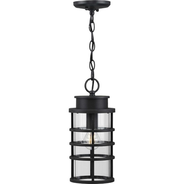 Progress Lighting Port Royal 1 light Outdoor Hanging Lantern Black Clear Glass Shade