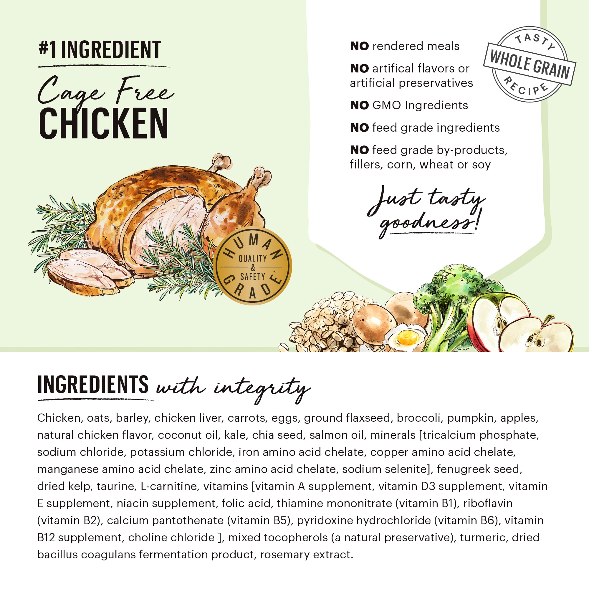 The Honest Kitchen Whole Food Clusters Whole Grain Chicken  Oat Recipe Dry Dog Food， 5 lbs.