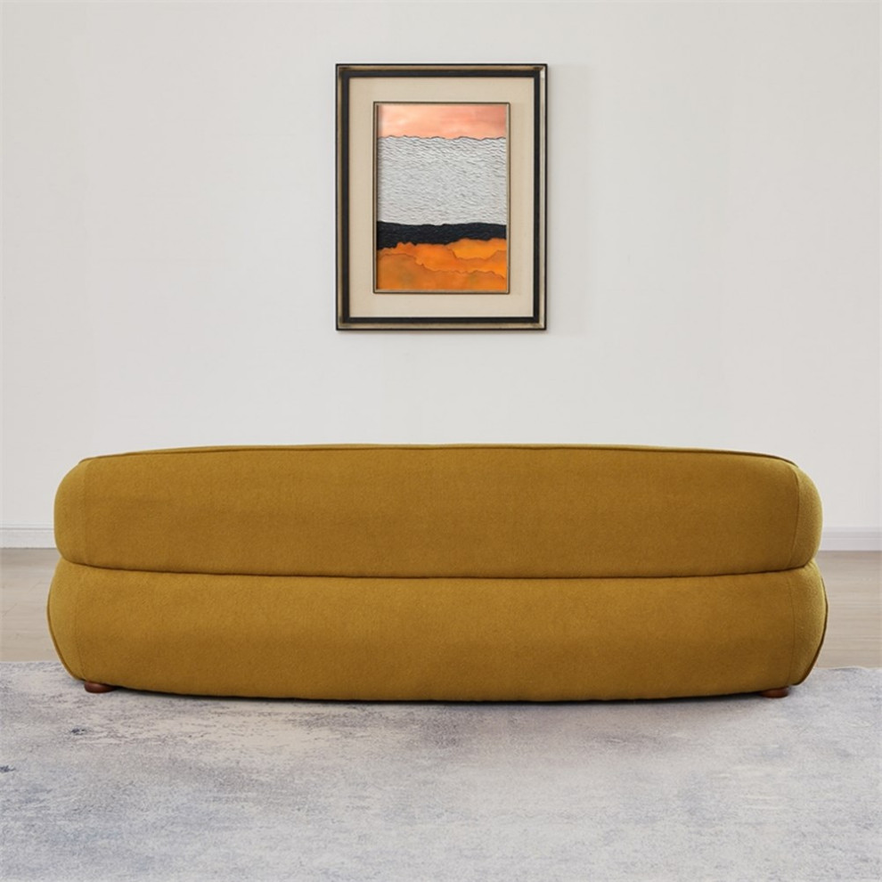 Borsan Modern Luxury Japandi Style Mustard Yellow Boucle Fabric Curvy Sofa Couch   Contemporary   Sofas   by Homesquare  Houzz