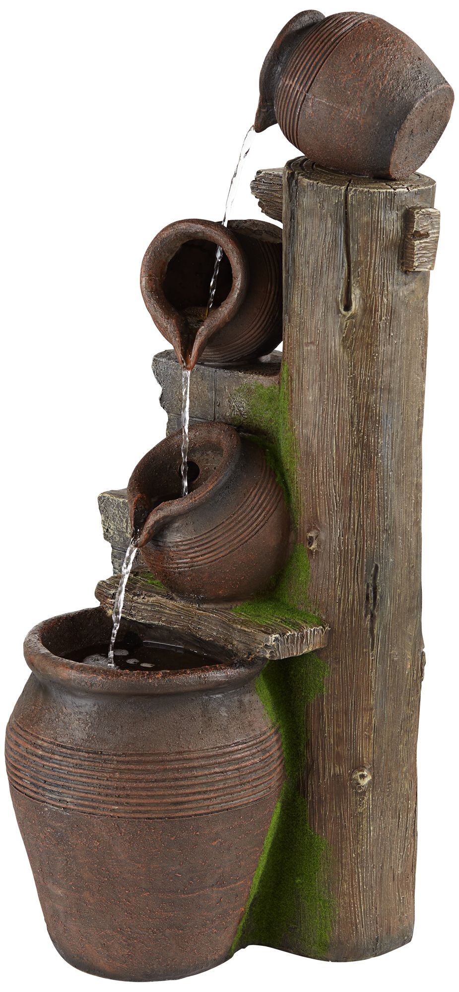 John Timberland Rustic Outdoor Floor Water Fountain with Light LED 39 1/4