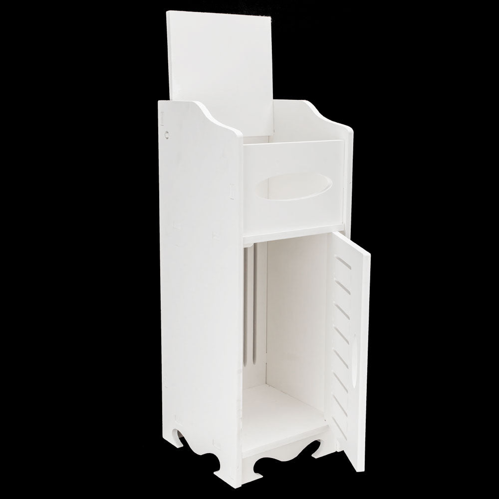 Bathroom Cabinet, Waterproof Storage Cabinet Toilet Cabinet with Paper Holder White