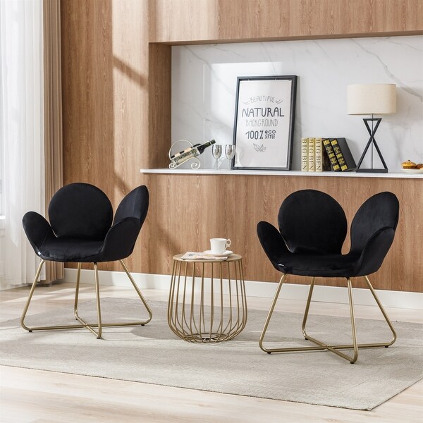 Modern Velvet Accent Chair with Metal Legs (Set of 2)