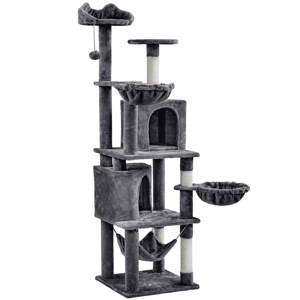 Easyfashion 69-inch Multilevel Cat Tree for Cats Kittens， Dark Gray