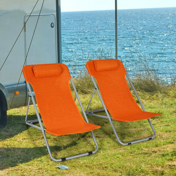 Costway 41062578 Portable Beach Chair Set of 2 wit...