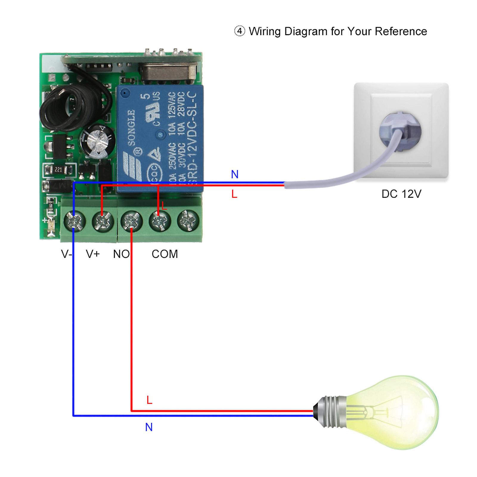 White 2 Remote Control Smart Home 433mhz Dc 12v 1ch Wireless Remote Switch Relay Receiver Transmitter Universal Remote Control Switch Module And Rf Tr