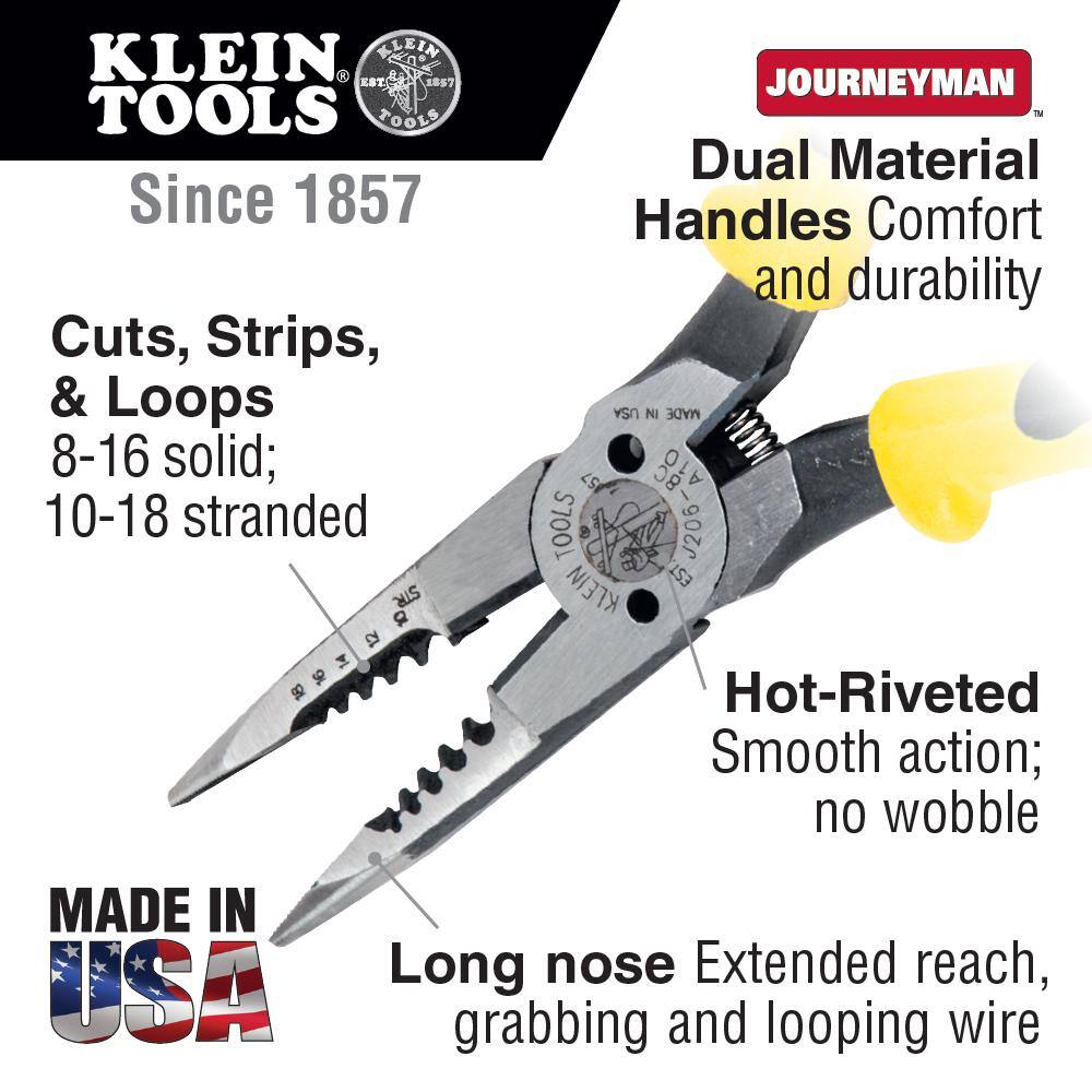 Klein Tools 8-38 in. All Purpose Pliers with Spring J2068CSEN