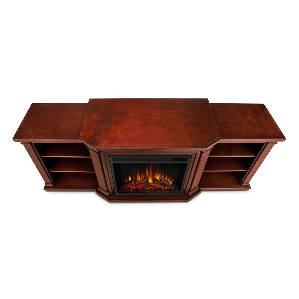 Real Flame Valmont 76 in. Media Console Electric Fireplace TV Stand in Dark Mahogany 7930E-DM