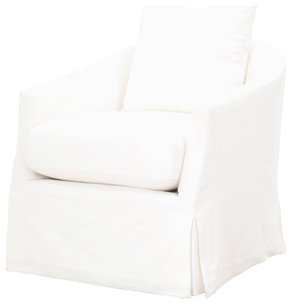 Faye Slipcover Swivel Club Chair Cream Crepe   Transitional   Armchairs And Accent Chairs   by Sideboards and Things  Houzz