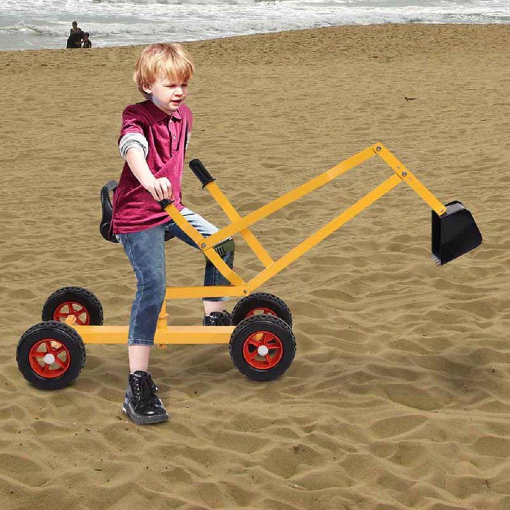 HONEY JOY Steel Frame Kid Ride-on Sand Digger Heavy-Duty Digging Scooper 4-wheel Toy Excavator TOPB001505