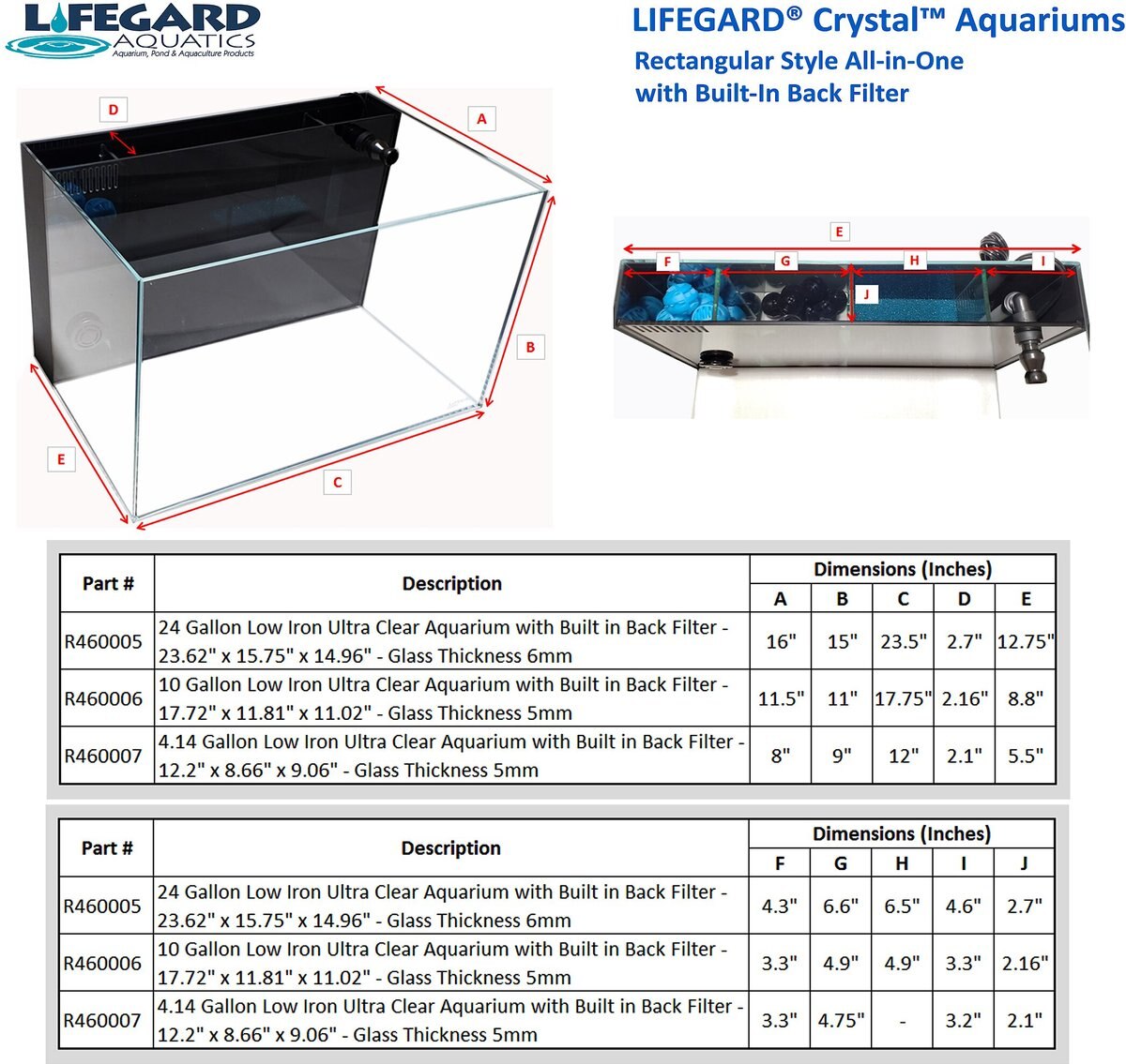 Lifegard Aquatics Crystal Aquarium w/ Back Filter