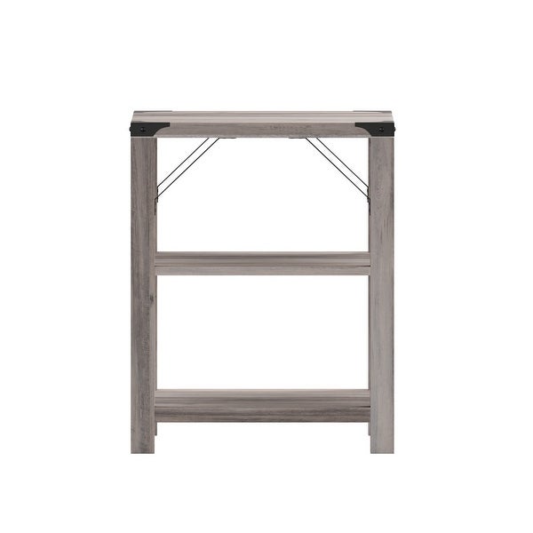 3-Tier Side Table with Metal Side Braces and Corner Caps