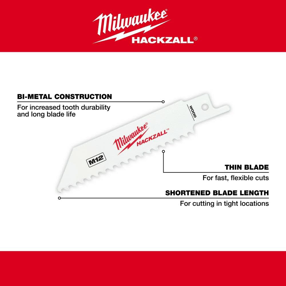 Milwaukee M12 HACKZALL Bi-Metal Blade-Wood 5PK 49-00-5460 from Milwaukee