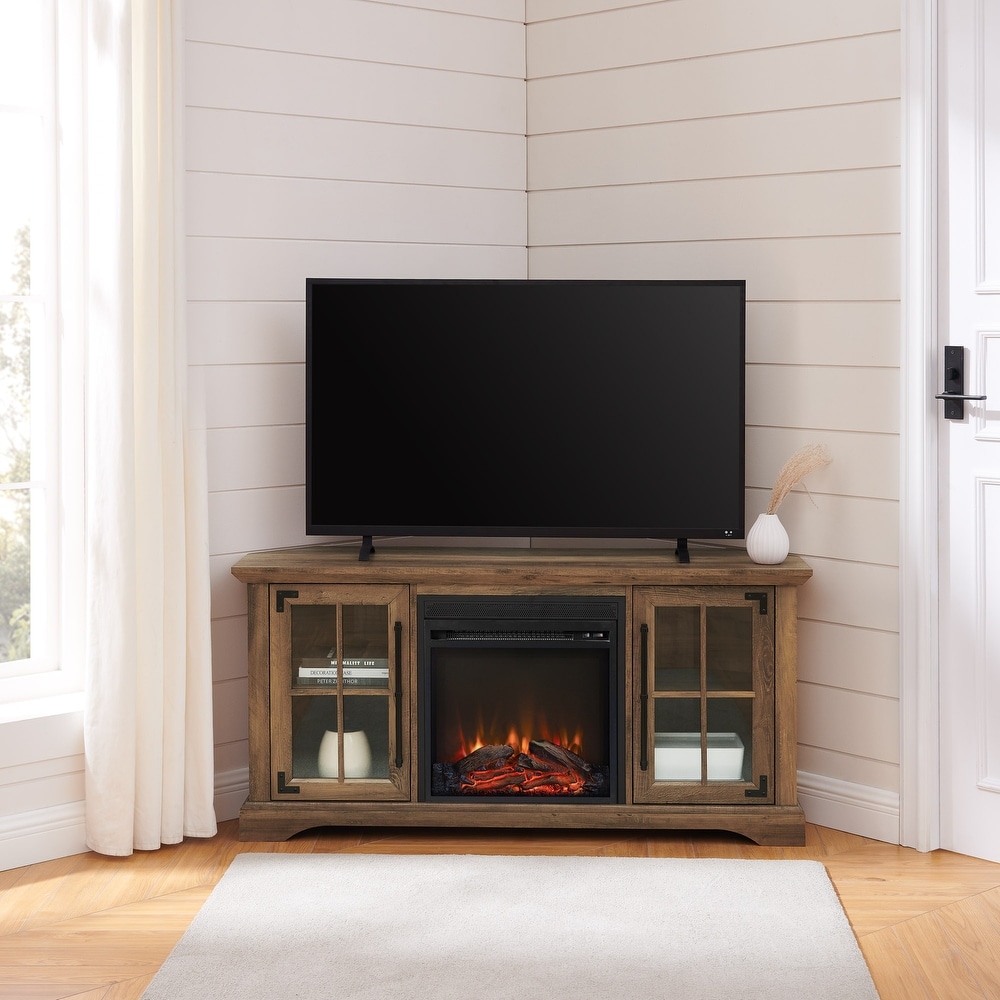 Middlebrook Rustic Fireplace Corner TV Stand