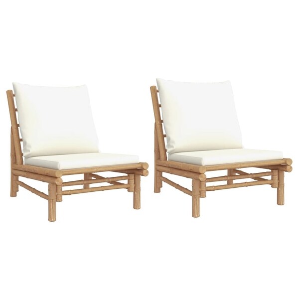 vidaXL Patio Bench with Cream White Cushions Bamboo