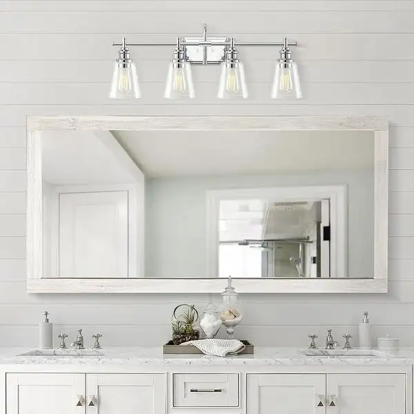 KAWOTI 4-Light Bathroom Vanity Light with Glass Shade