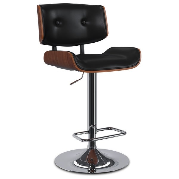 WYNDENHALL Mountclair Contemporary Adjustable Swivel Bar Stool in Black Vegan Faux Leather - 18.5