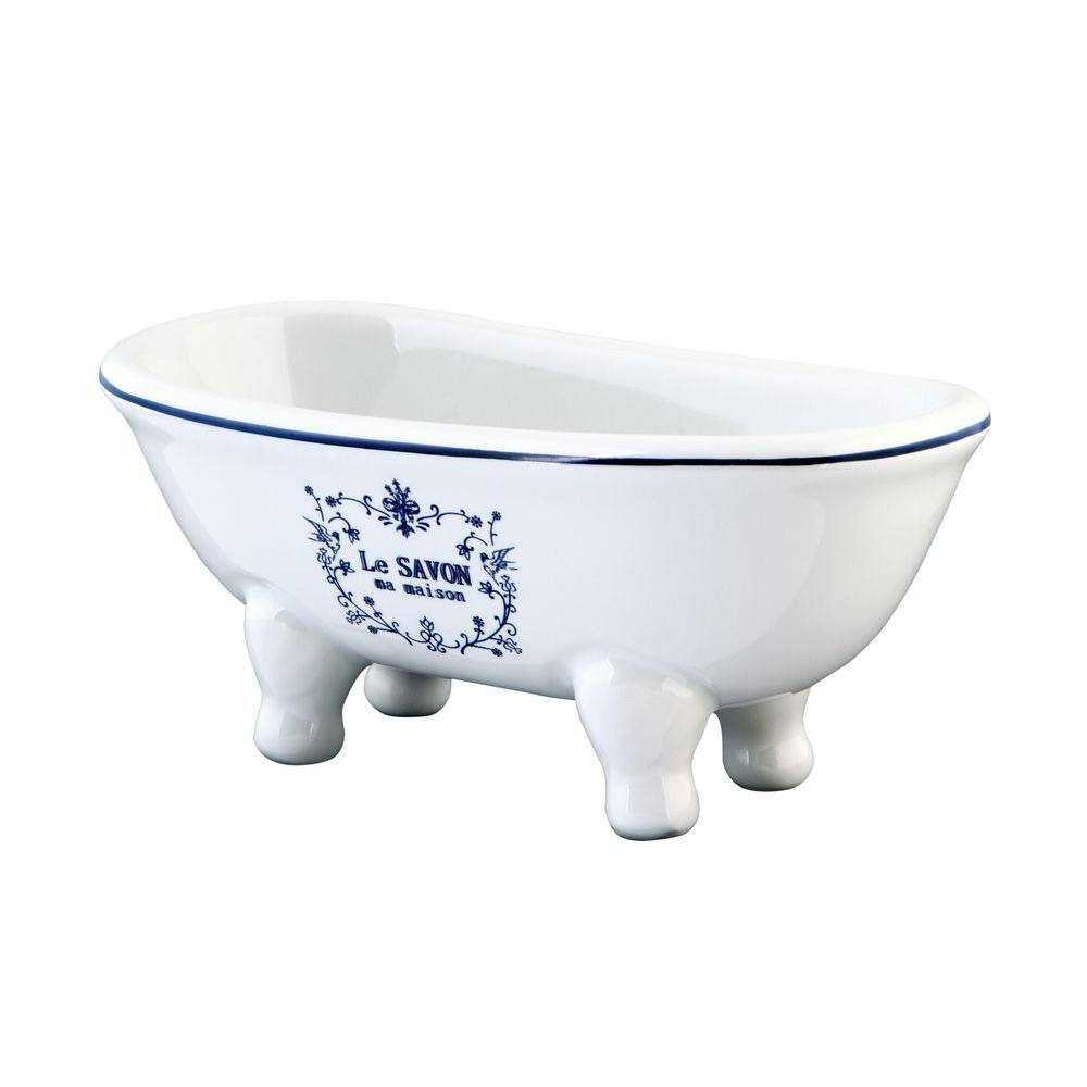 Kingston Brass Le Savon Double Ended Claw Foot Tub Soap Dish in White HBATUBDSW