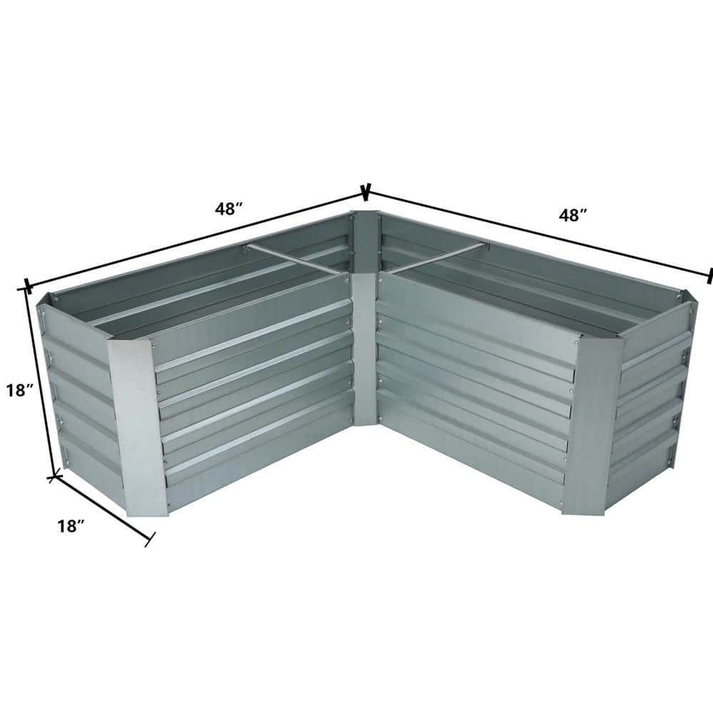 Luxen Home L-Shaped Galvanized Metal Raised Garden Bed WHPL1273