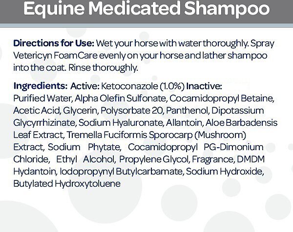 Vetericyn FoamCare Equine Medicated Shampoo， 32-oz bottle