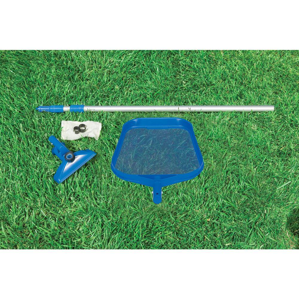 Intex 12 ft. x 2.5 ft. Round Pool with Filter Pump and Pool Cleaning Kit with Vacuum and Pole 28002E + 28211EH