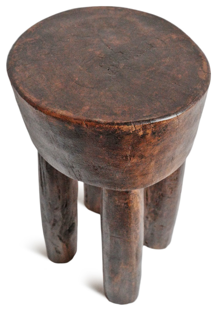 Consigned Ivory Coast Wood Stool 19   Rustic   Accent And Garden Stools   by Design Mix Furniture  Houzz