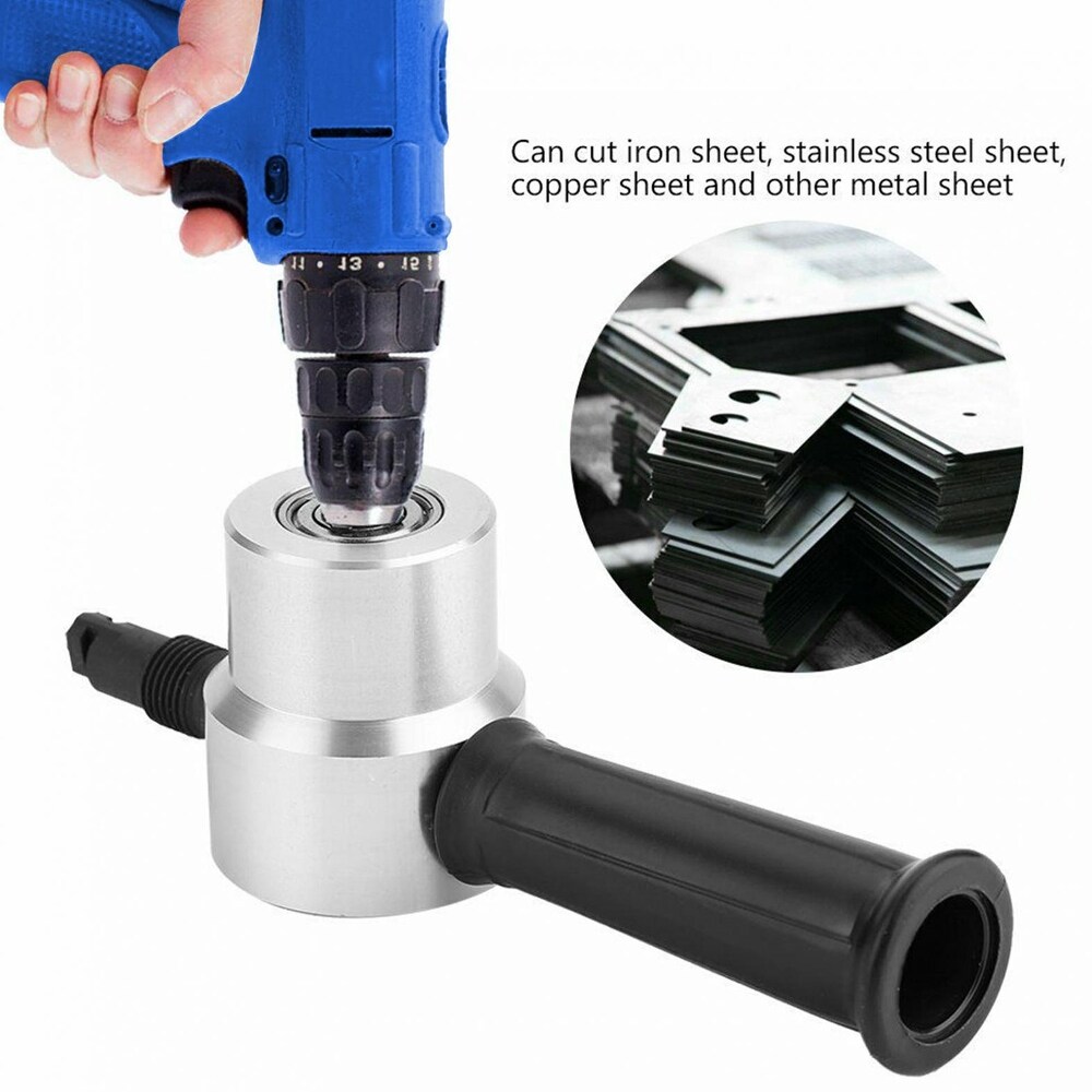 Dual Head Sheet Metal Cutting Nibbler Hole Saw Cutter Electric Drill Attachment