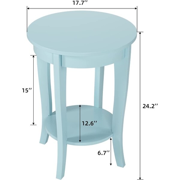 End Table Living Room Small Side Table with 2-Tier Storage Shelves，Round Bedside Tables