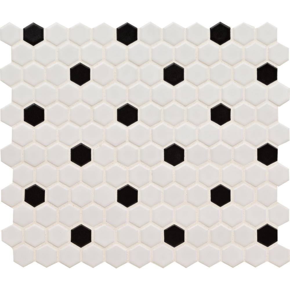 MSI Adelaide Hexagon Black and White 10 in. x 12 in. Matte Porcelain Mosaic Tile (0.8 sq. ft.  each) ADELHEX-1HEXM