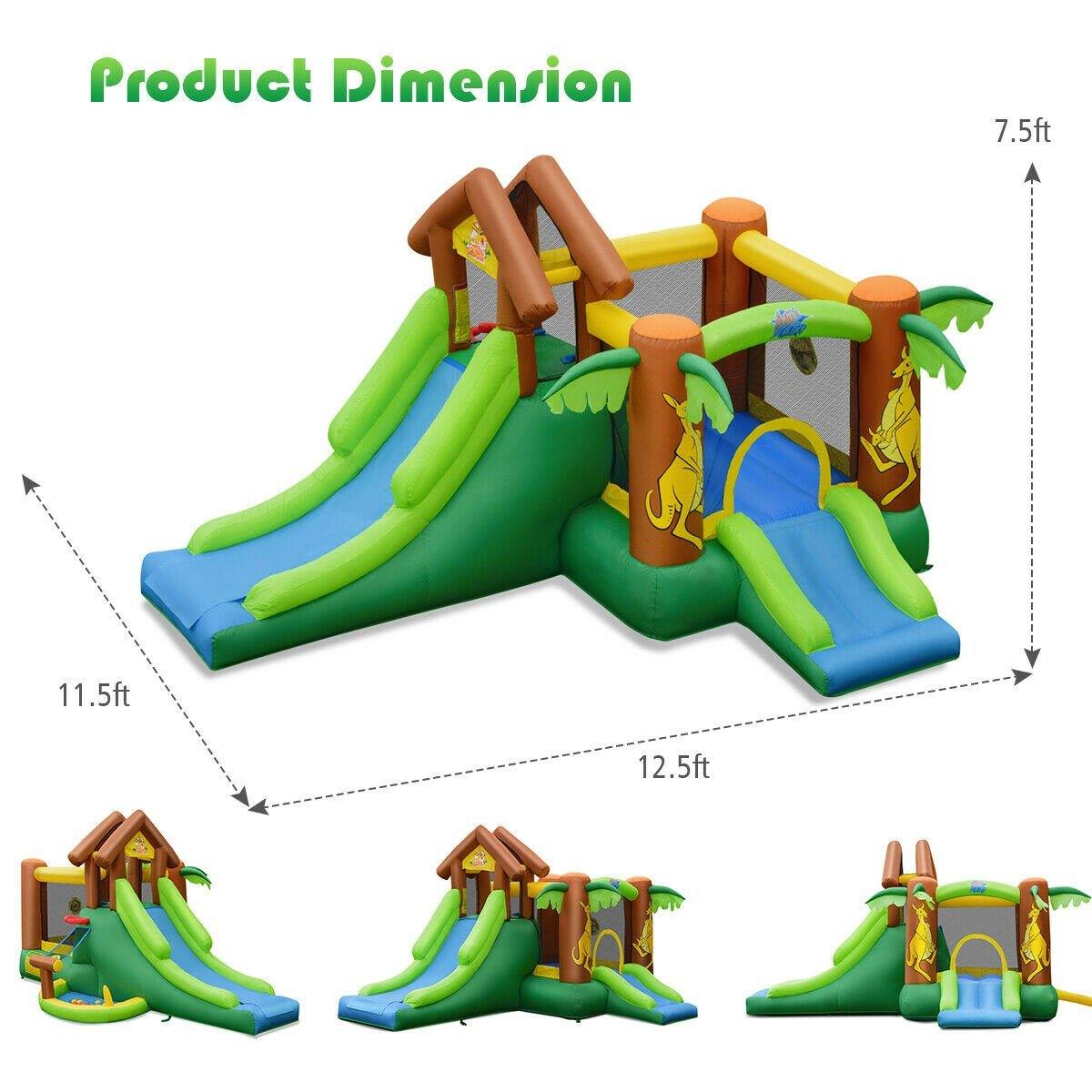 BOUNTECH Inflatable Bounce House, Jungle Jumping Bouncer w/ Double Slides (Without Blower)