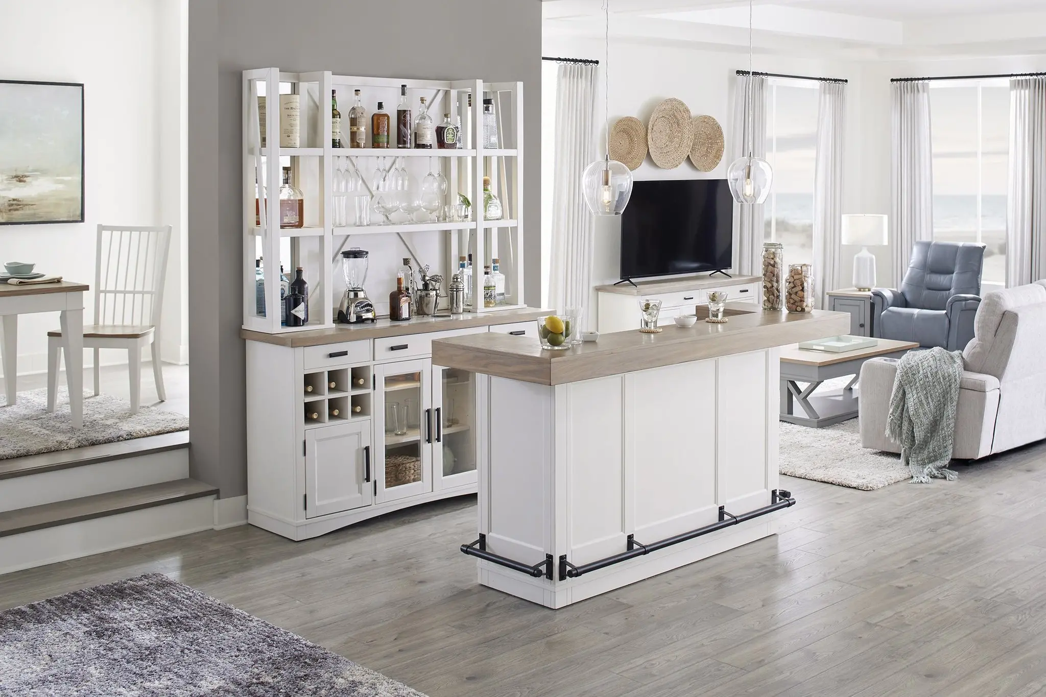 Modern Eclectic Creamy White Bar